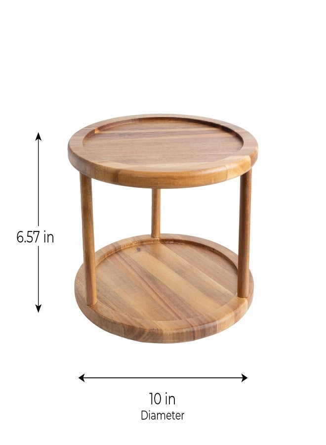 Smart Design 2-Tier Acacia Turntable Lazy Susan - Image 4