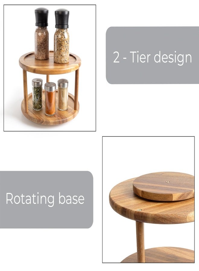 Smart Design 2-Tier Acacia Turntable Lazy Susan - Image 5