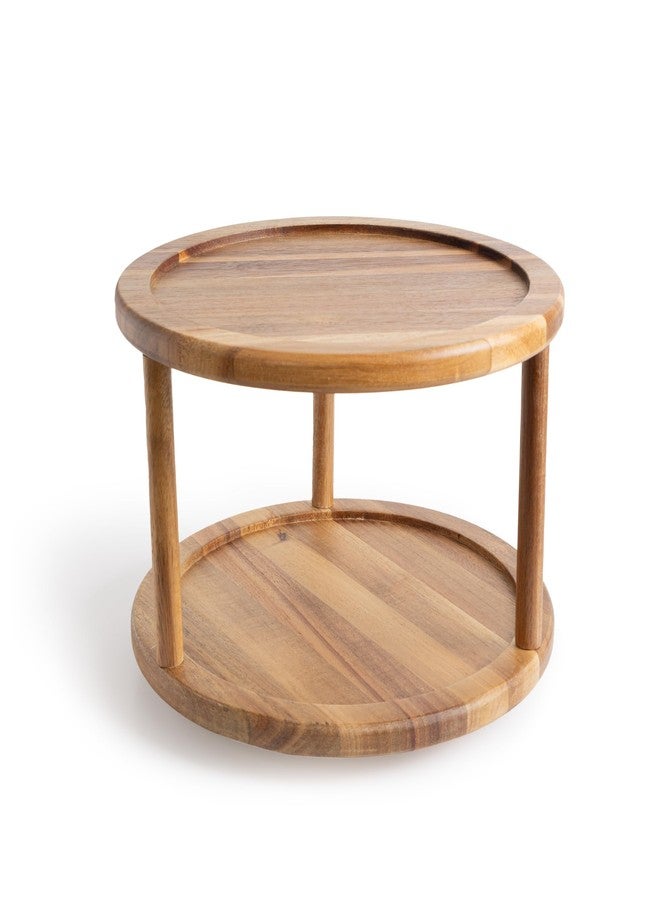 Smart Design 2-Tier Acacia Turntable Lazy Susan - Image 1
