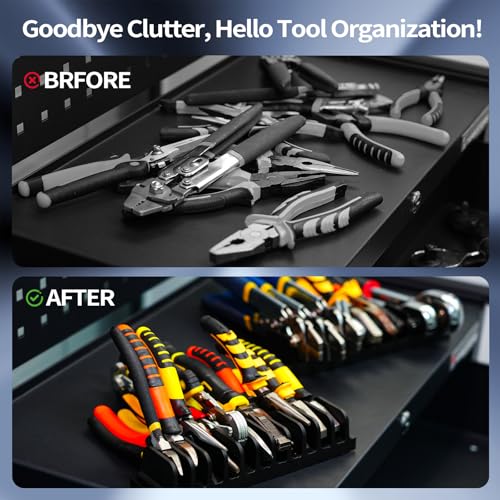 Mudygelay 44 PCS Plier Organizer for Toolbox & Tool Drawer, Modular Desgin Plier Holders, Modular Toolbox Organizer System for Professional and DIY Mechanics, Include 20 Big Slot and 22 Small Slot, Black - Image 2