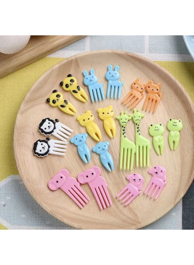 Household Cartoon Fruit Fork Cute Animal Bento Sign Creative Bento Decorative Sign Suit-Color:6pc Hat Transparent Box  - Image 2