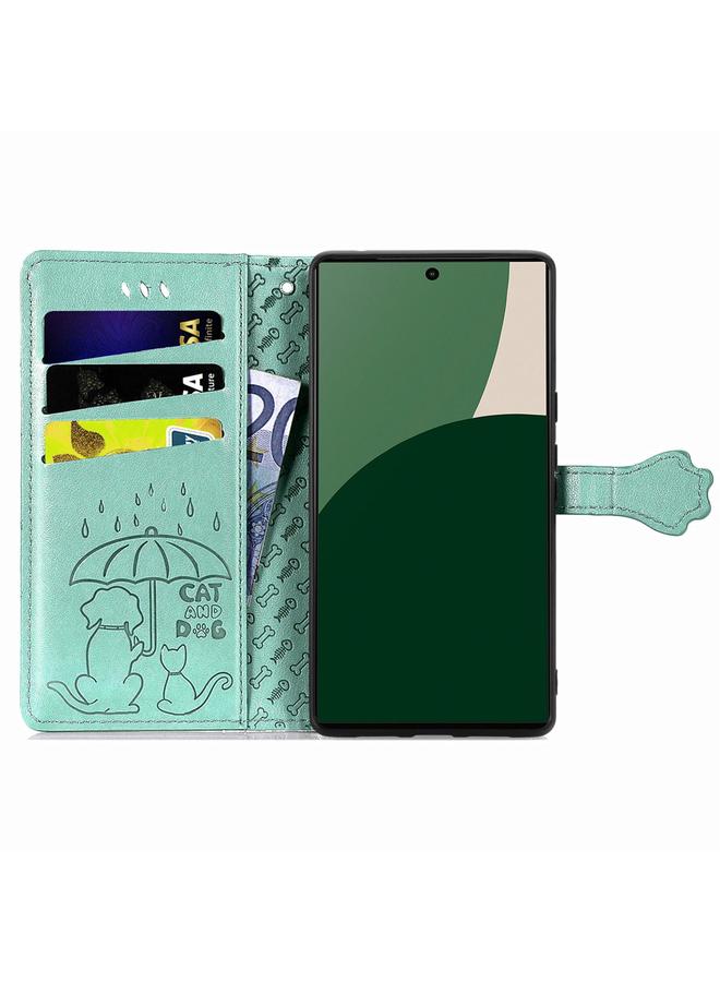 S-TOP Case For Fujitsu Arrows We2 / F-52E Cat and Dog Embossed Leather Phone Case - Image 3