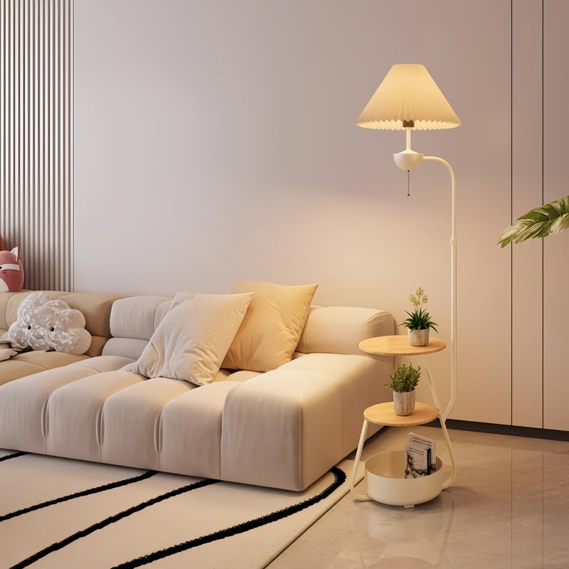 Sharpdo Nordic Curved Floor Lamp,Standing lamp With 3-Layer Side Table and Storage Drawer, Multi-functional Living Room and Bedroom Desk Lamp, Suitable for Reading and Decoration - Image 3