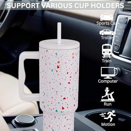 KHOLAD Stainless Steel Vacuum Insulated Tumbler with Lid and Straw Pack of 1 Quencher H2.0 FlowState Coffee Sipper for Water, Iced Tea or Coffee, Smoothie and More 1200ml (TERRAZZO - 40oz) - Image 4