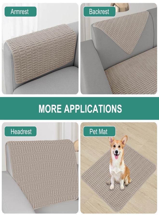 Foxdecor أغطية أذرع الكراسي من فوكس ديكور، أغطية حماية لأذرع الكراسي، أغطية أذرع الأرائك، أغطية مساند أذرع الأرائك، عبوة من قطعتين، بني مقاس 20 × 20 بوصة - Image 5