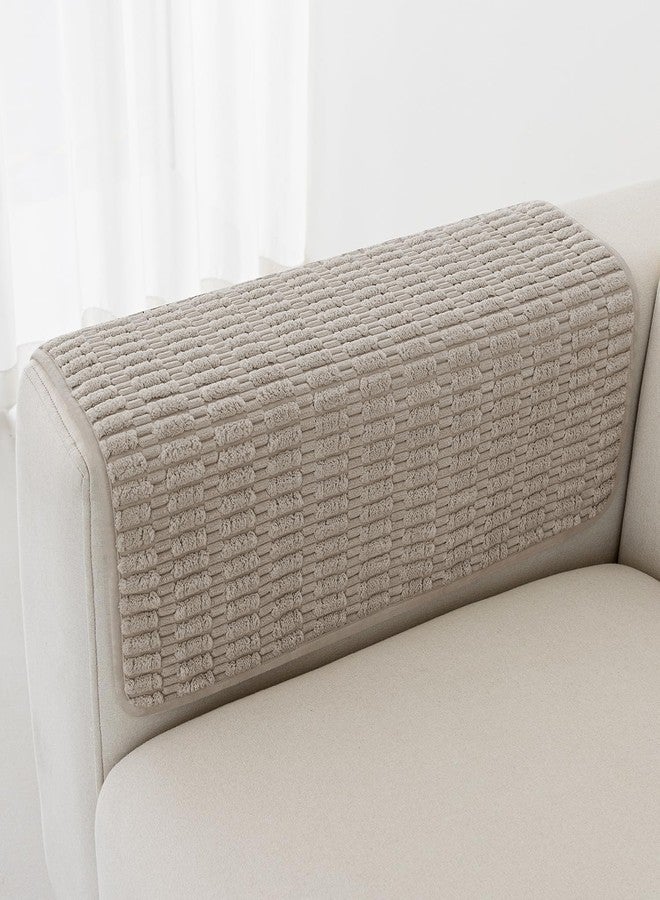 Foxdecor أغطية أذرع الكراسي من فوكس ديكور، أغطية حماية لأذرع الكراسي، أغطية أذرع الأرائك، أغطية مساند أذرع الأرائك، عبوة من قطعتين، بني مقاس 20 × 20 بوصة - Image 1