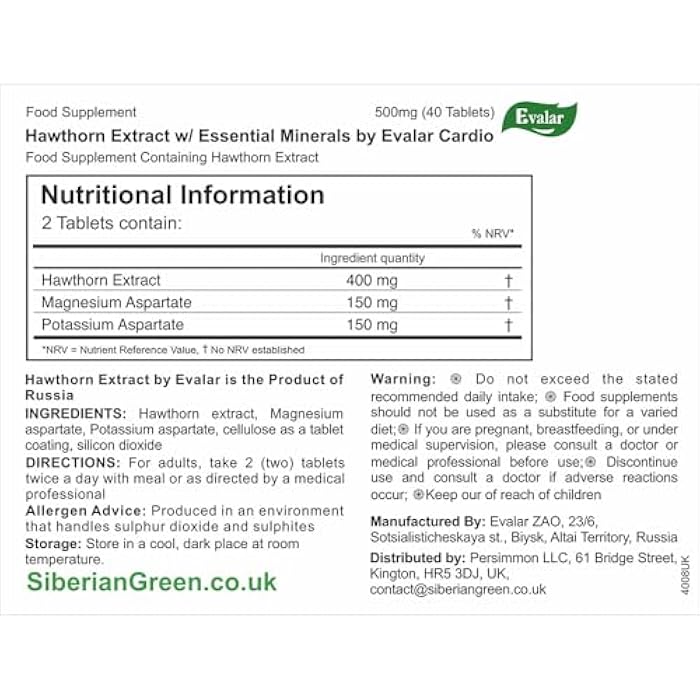Evalar Hawthorn by Evalar Cardio 40 Tabs - Image 5