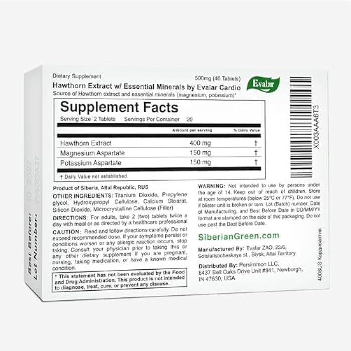 Evalar Hawthorn by Evalar Cardio 40 Tabs - Image 2