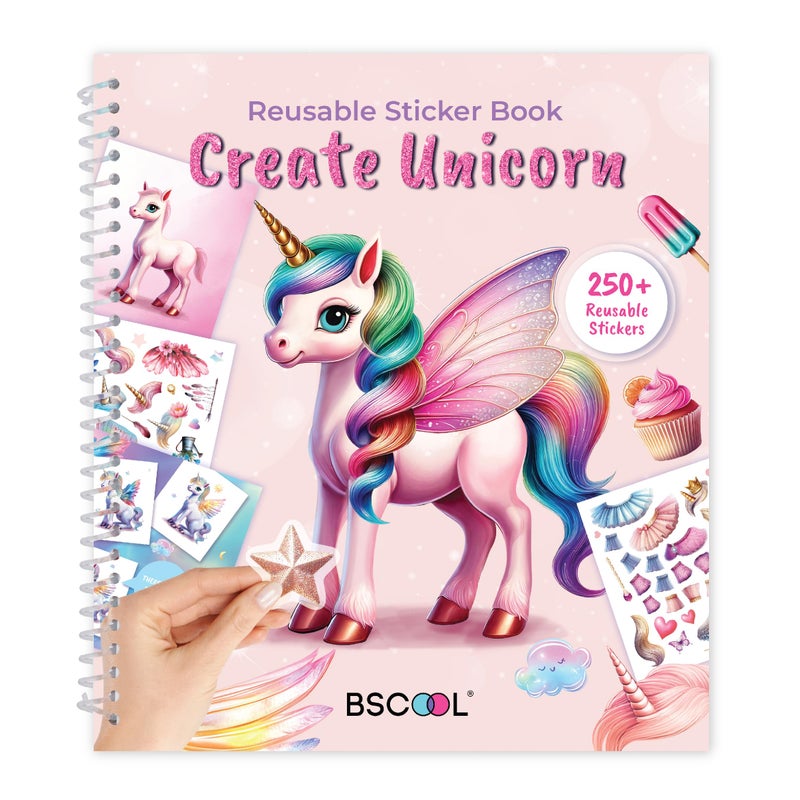 BSCOOL Sticker Dress Up Unicorn - Kids Activity Book Learn Fashion Design for Unicorn with Guides and 250+ Reusable Stickers. Easter Gift for Girls Ages 5,6,7,8 - Image 1