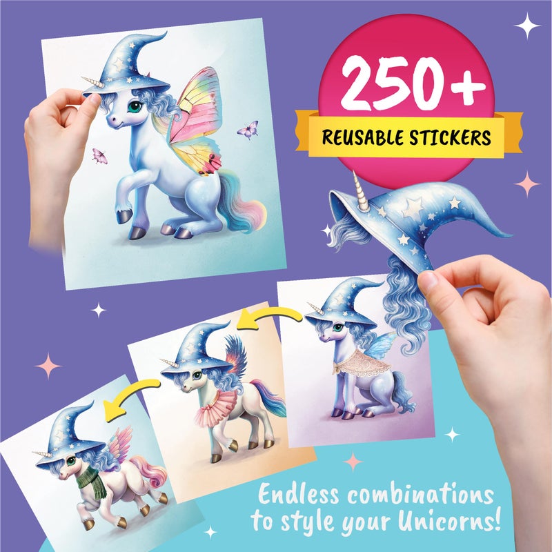 BSCOOL Sticker Dress Up Unicorn - Kids Activity Book Learn Fashion Design for Unicorn with Guides and 250+ Reusable Stickers. Easter Gift for Girls Ages 5,6,7,8 - Image 2