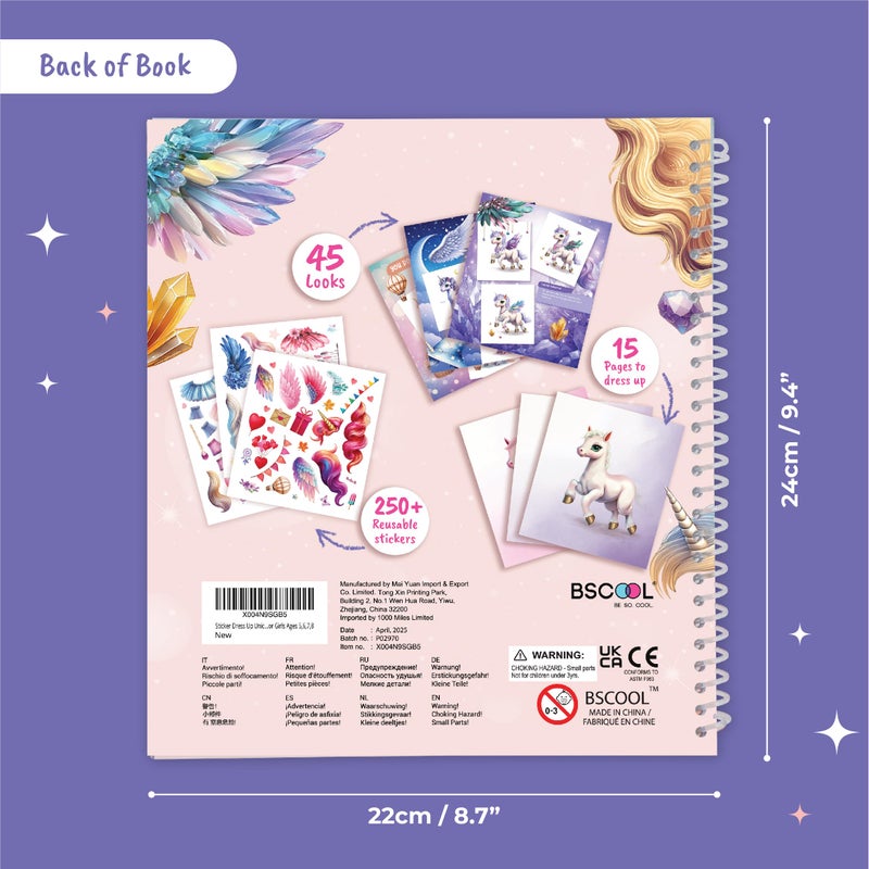 BSCOOL Sticker Dress Up Unicorn - Kids Activity Book Learn Fashion Design for Unicorn with Guides and 250+ Reusable Stickers. Easter Gift for Girls Ages 5,6,7,8 - Image 3
