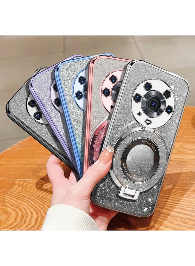 S-TOP Case For Honor Magic3 Pro Plated Gradient Glitter Round Holder TPU Phone Case - Image 2