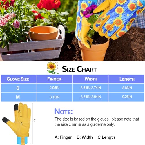 SLARMOR Leather-Gardening-Gloves for Women - Thorn-Proof Work-Gloves with Touch Screen for Weeding, Digging, Planting, Pruning Yard Gloves，Well-Designed Gardening Gifts for Women Gardeners-Medium - Image 4