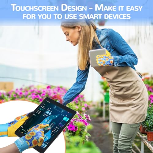 SLARMOR Leather-Gardening-Gloves for Women - Thorn-Proof Work-Gloves with Touch Screen for Weeding, Digging, Planting, Pruning Yard Gloves，Well-Designed Gardening Gifts for Women Gardeners-Medium - Image 5