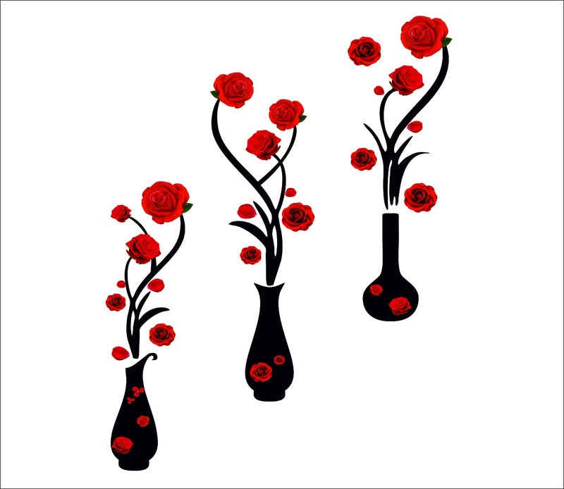 Techgifti Flower Pots Wall Sticker Standard Size- (Flower Pot_04) - Image 1