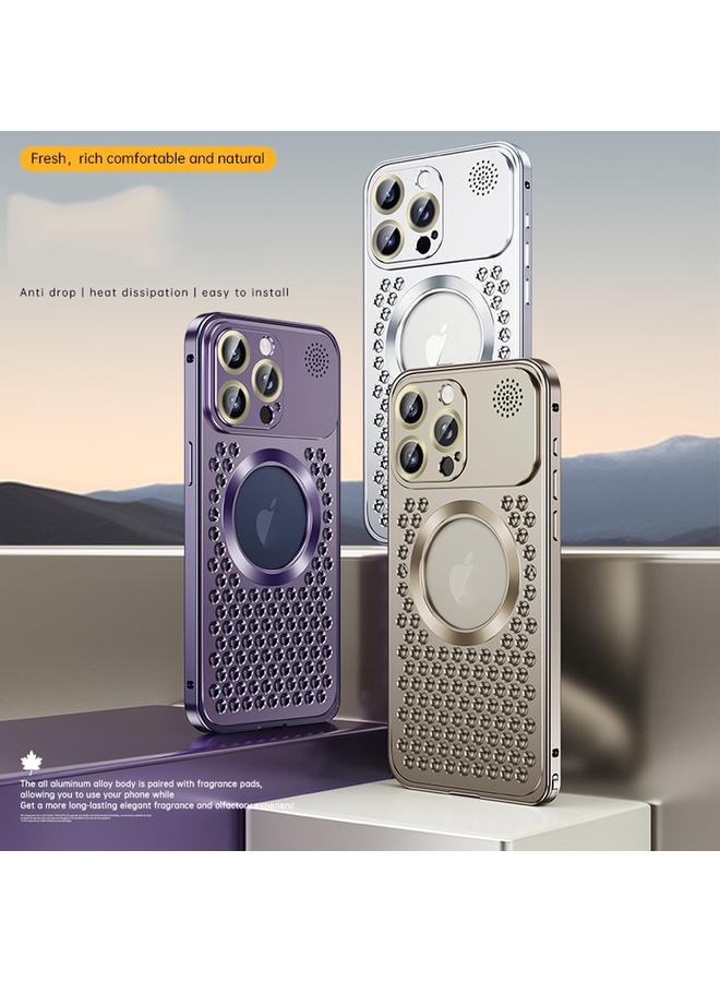 S-TOP Case For iPhone 16 Pro Max Spring Buckle MagSafe Magnetic Metal Aromatherapy Phone Case - Image 2