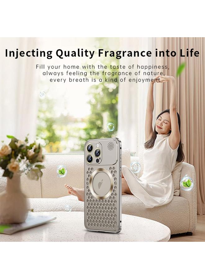 S-TOP Case For iPhone 16 Pro Max Spring Buckle MagSafe Magnetic Metal Aromatherapy Phone Case - Image 4
