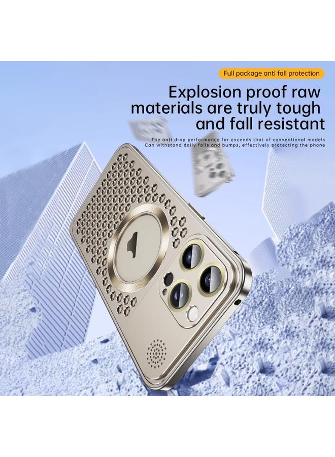 S-TOP Case For iPhone 16 Pro Max Spring Buckle MagSafe Magnetic Metal Aromatherapy Phone Case - Image 3