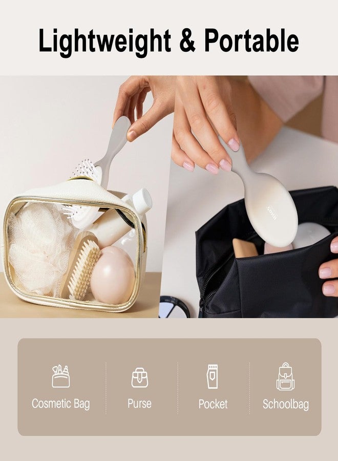 RHOS Mini Hair Brush for Women,Men and Kids, Travel Size Hair Brush for Purse & Pocket, Small Cushion Paddle Brush with Soft Bristles(1 Pack-Beige Gradient) - Image 3