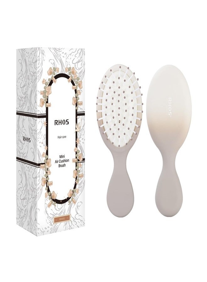 RHOS Mini Hair Brush for Women,Men and Kids, Travel Size Hair Brush for Purse & Pocket, Small Cushion Paddle Brush with Soft Bristles(1 Pack-Beige Gradient) - Image 1