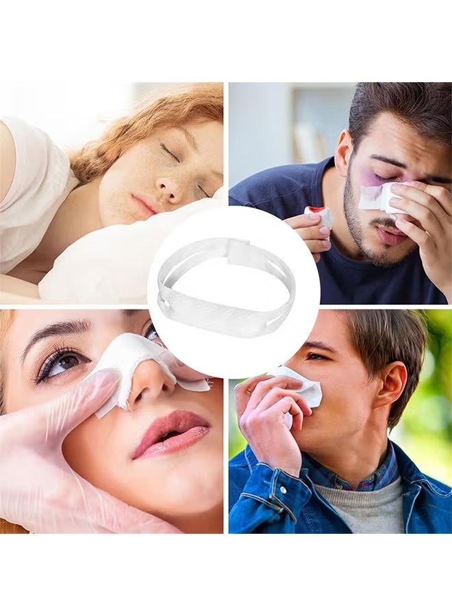 ATRJSZ Nose Bandage With Ear Loops, Pack Of 5, Nasal Bandage, Nose Bandage After Surgery, Stretch Bandage Holder, High Absorption Capacity (White) - Image 3