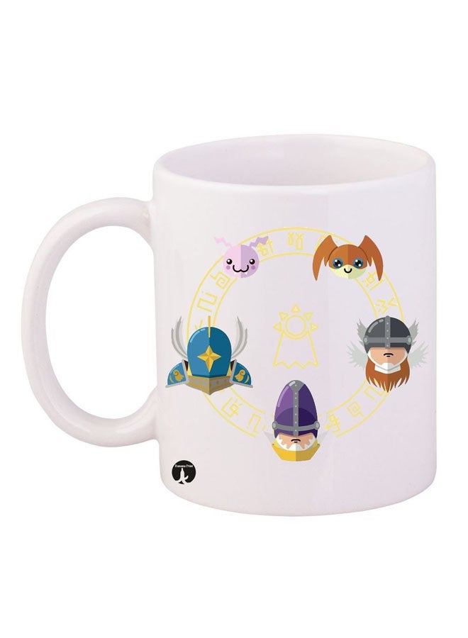 Anime Digimon Mug White/Brown/Yellow 11ounce