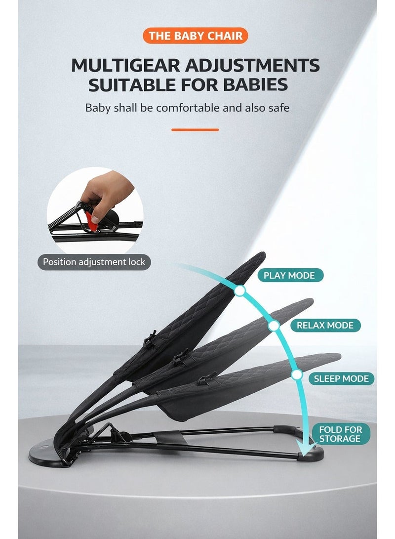 ARNOTEC كرسي هزاز للأطفال الرضع 0–18 شهرًا – هزاز محمول مع اهتزازات مهدئة، قماش شبكي وقطن عضوي، 3 وضعيات انحدار، شريط ألعاب قابل للإزالة وألعاب معلقة - Image 4