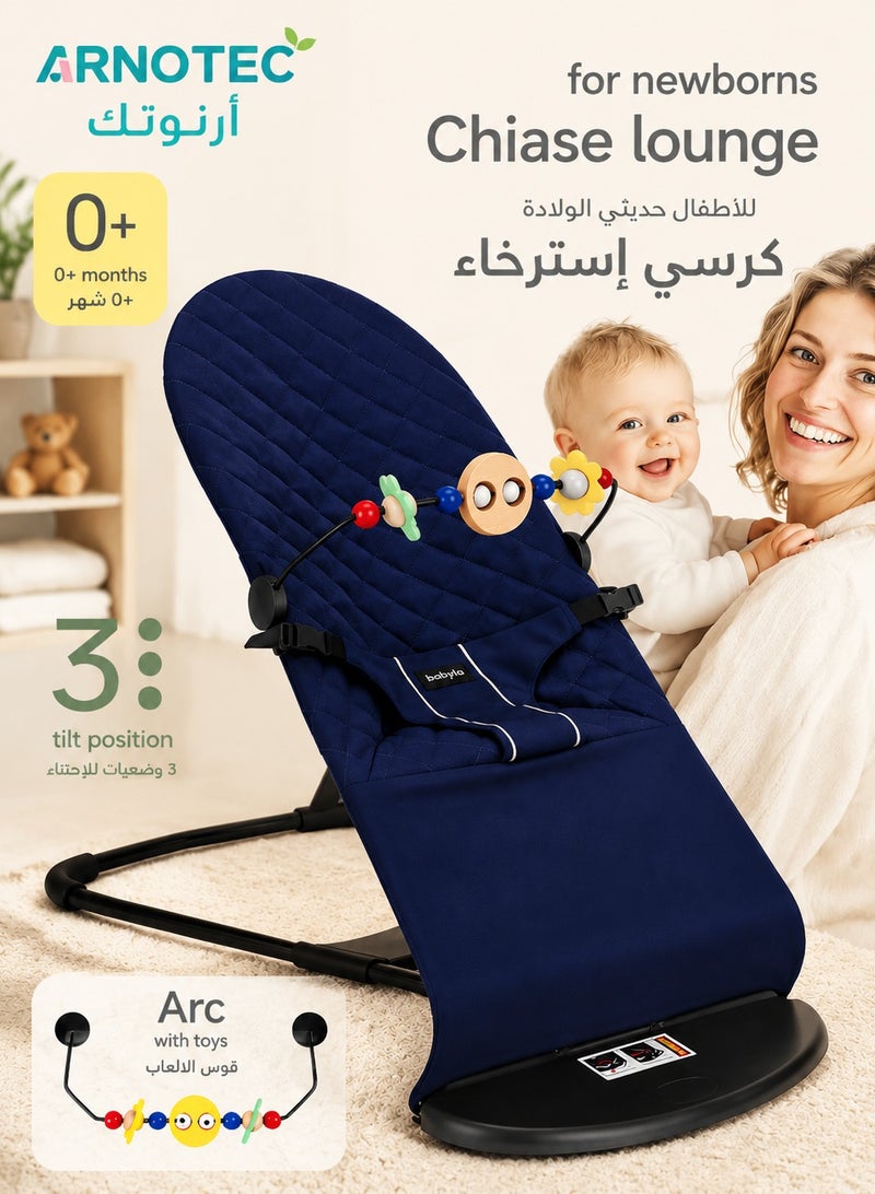 ARNOTEC كرسي هزاز للأطفال الرضع 0–18 شهرًا – هزاز محمول مع اهتزازات مهدئة، قماش شبكي وقطن عضوي، 3 وضعيات انحدار، شريط ألعاب قابل للإزالة وألعاب معلقة - Image 1