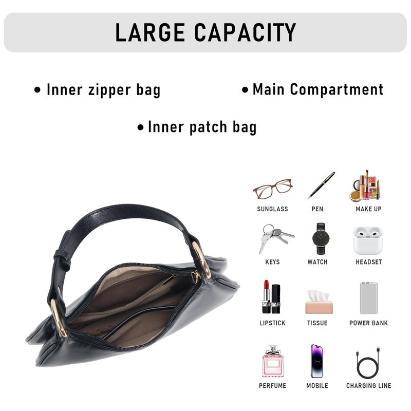 Chinllo Purse for Women Shoulder Bag Smooth Leather, Cute Mini Clutch Zipper Hobo Tote Handbags - Image 3