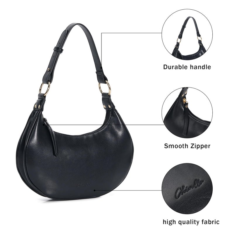 Chinllo Purse for Women Shoulder Bag Smooth Leather, Cute Mini Clutch Zipper Hobo Tote Handbags - Image 2
