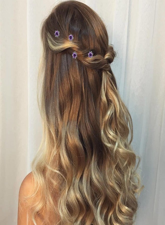QIUTIMIY 20 Pack (Violet) Crystal Hair Pins Rose Flower Rhinestone Hair Clips for Bridal Wedding Women Hair Jewelry Accessories, with Clear Container - Image 4