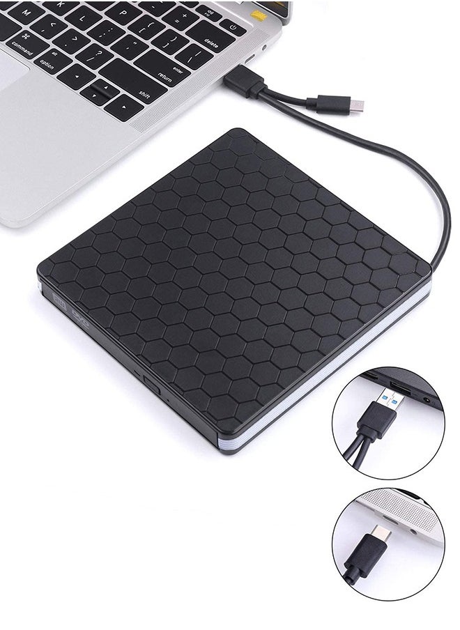 Garlo External DVD Drive, USB 3.0 Type-C CD DVD +/-RW Optical Drive USB C Burner Slim CD/DVD ROM Rewriter Writer Reader Portable for PC Laptop Desktop MacBook Mac Windows 7/8.1/10 Linux OS Apple  - Image 2