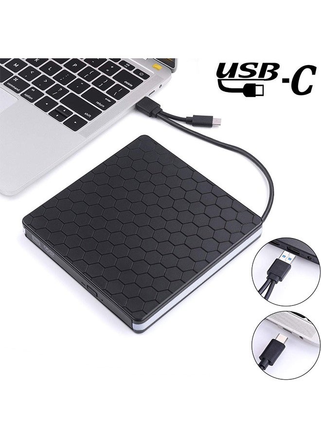 Garlo - External DVD Drive, USB 3.0 Type-C CD DVD +/-RW Optical Drive USB C Burner Slim CD/DVD ROM Rewriter Writer Reader Portable for PC Laptop Desktop MacBook Mac Windows 7/8.1/10 Linux OS Apple - Image 1