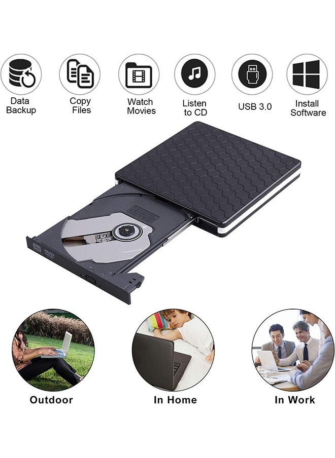 Garlo - External DVD Drive, USB 3.0 Type-C CD DVD +/-RW Optical Drive USB C Burner Slim CD/DVD ROM Rewriter Writer Reader Portable for PC Laptop Desktop MacBook Mac Windows 7/8.1/10 Linux OS Apple - Image 1