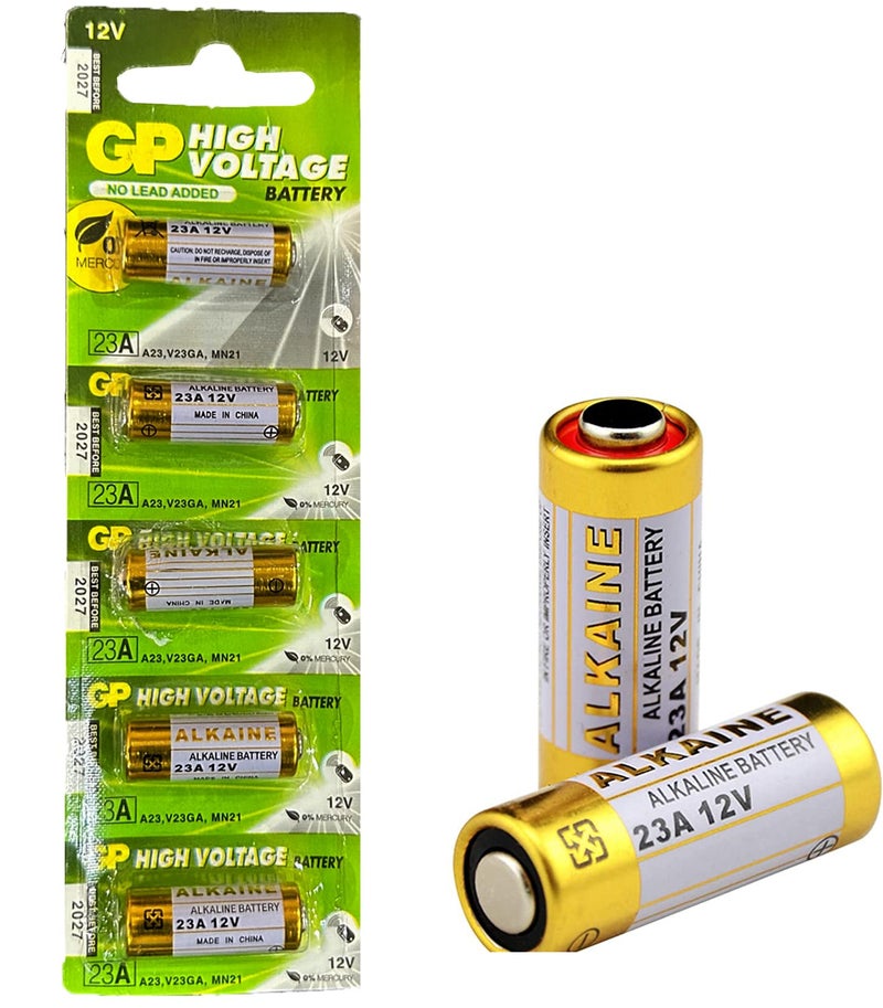 TECHBLAZE 23A Alkaline Battery 12V High Voltage Cell Batteries for Car Remote Control Lighter & Ther Electronics 23AE-C5 A23 MN21 LRV08 (Pack of 5) - Image 1