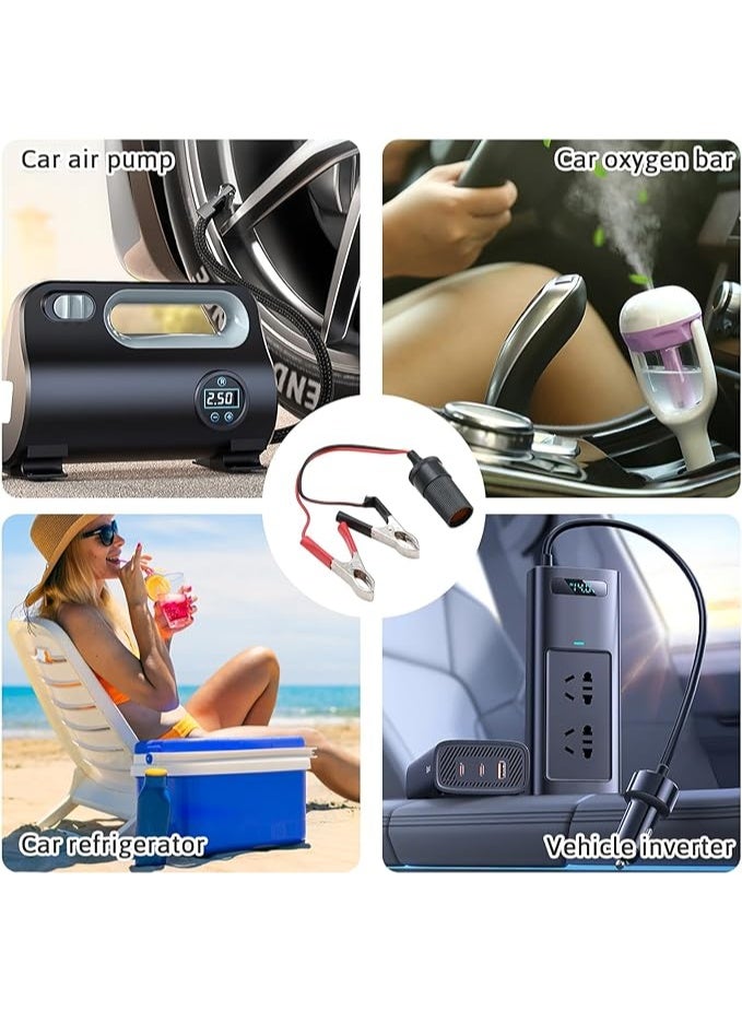 Versatile Car Battery Alligator Clips to Cigarette Lighter Female Socket - Heavy Duty 12V/24V Power Converter - Durable Extension Charging Cable for Cars, Boats, and Camper Vans - Image 3