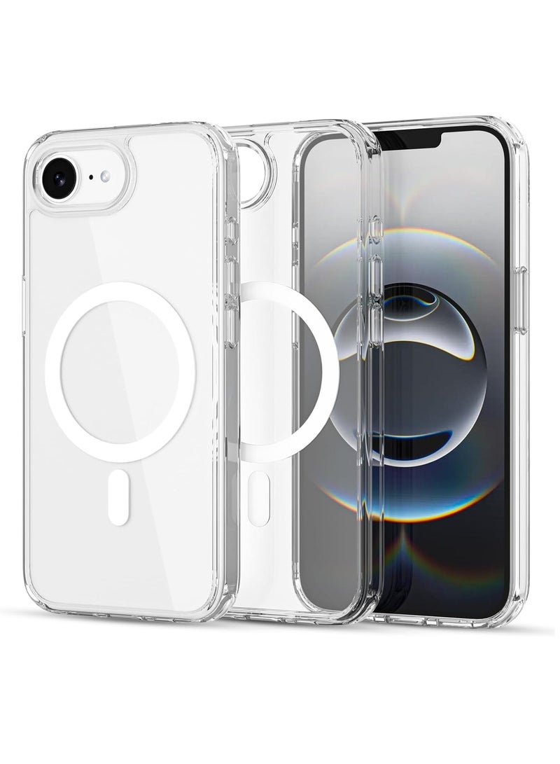 TIGER iPhone 16E Clear Magnetic Cover – MagSafe Compatible Shockproof Transparent Case with Hard Back & Soft Silicone Frame, Slim & Lightweight Protective Design, Anti-Yellowing & Scratch-Resistant, Wireless Charging Friendly - Image 1