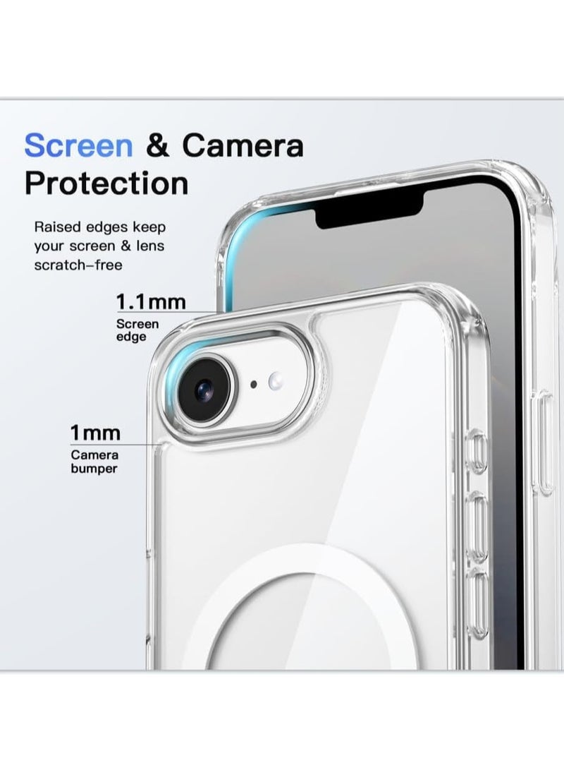 TIGER iPhone 16E Clear Magnetic Cover – MagSafe Compatible Shockproof Transparent Case with Hard Back & Soft Silicone Frame, Slim & Lightweight Protective Design, Anti-Yellowing & Scratch-Resistant, Wireless Charging Friendly - Image 2