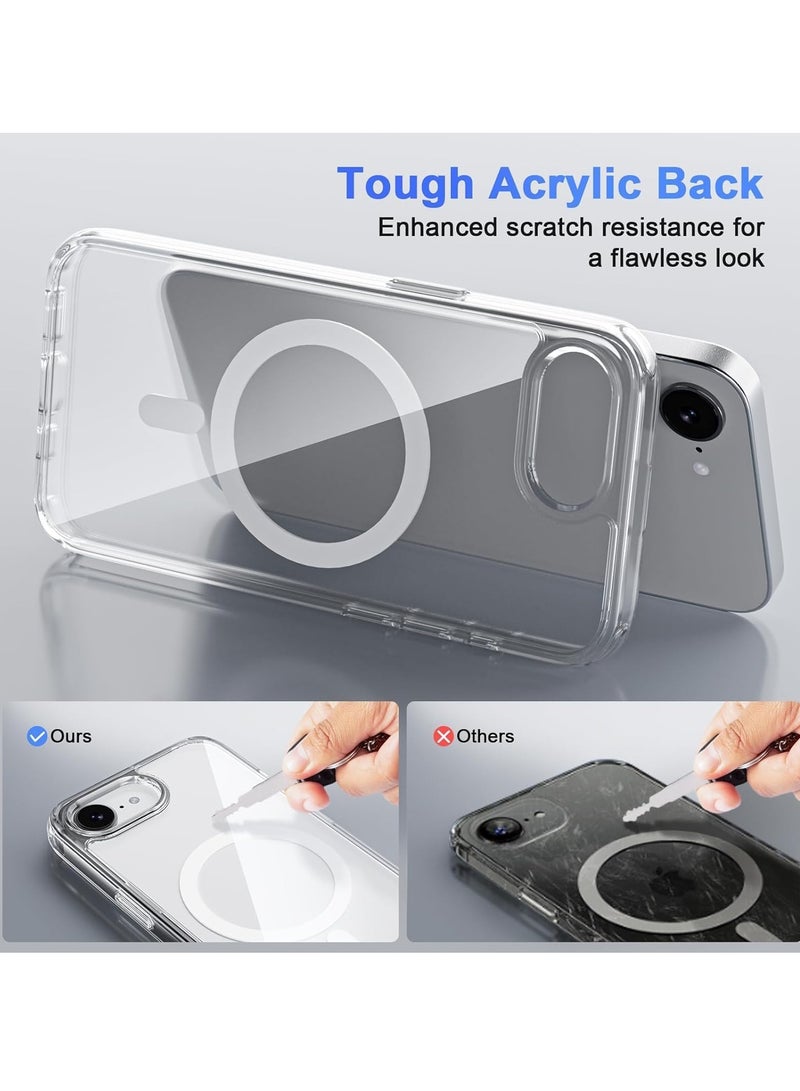 TIGER iPhone 16E Clear Magnetic Cover – MagSafe Compatible Shockproof Transparent Case with Hard Back & Soft Silicone Frame, Slim & Lightweight Protective Design, Anti-Yellowing & Scratch-Resistant, Wireless Charging Friendly - Image 3