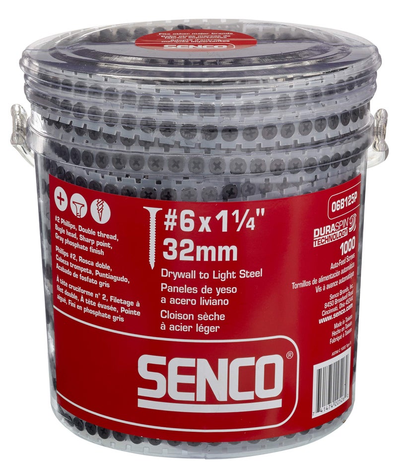 Senco 06B125P DuraSpin Screw Number 6 by 1-1/4-Inch Drywall Screw-Light Steel (1,000 per Box) - Image 1