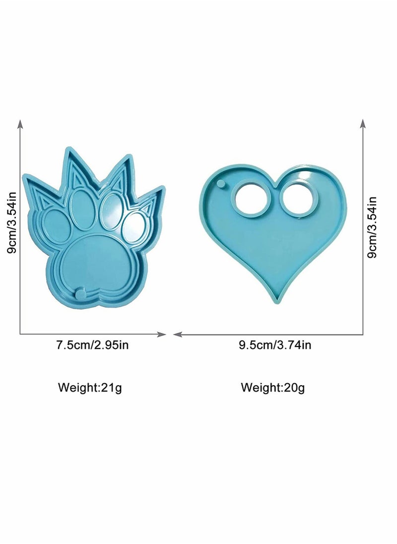 KASTWAVE - Resin Molds,  Self Defense Keychain Dog Paw and Heart Keychain Pendants Epoxy Silicone Mould, Polymer Clay Biscuit Baking Molds for DIY Crafts Jewelry Making 2Pcs - Image 1