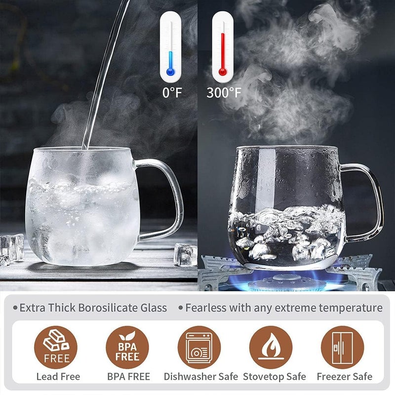 DOPUDO Glass Teacups 2 Pack Glass Tea Cup with Infuser and Lid, 17.6oz/520ml Large Borosilicate Teacup,Tea Clear Mug Cup for Loose Leaf Blooming Tea, Microwave & Dishwasher Safe. - Image 5