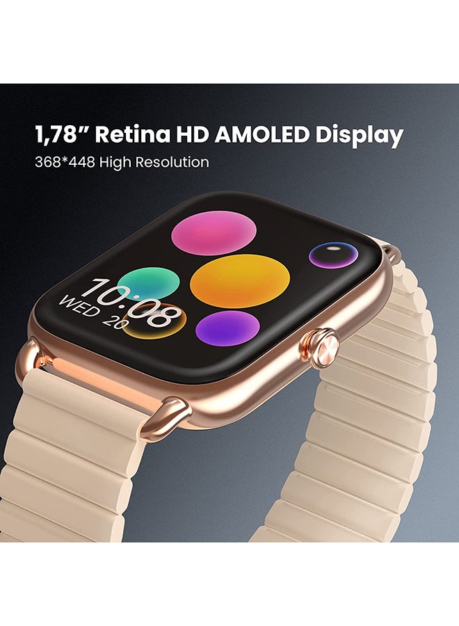 هايلو ساعة ذكية RS4 بلس بشاشة AMOLED ريتينا بدقة عالية الوضوح بـ105 وضع رياضي وقياس معدل ضربات القلب ومستوى تشبع الأكسجين في الدم مع سوار مغناطيسي معدني ذهبي - Image 2