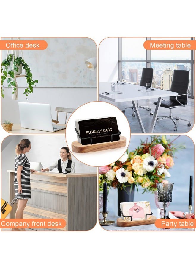 Amyhill 2 Pieces Wood Business Card Holder for Desk Wooden Business Card Display Stand Postcard Holder for Office Home Desktop (Wood Color) - Image 3