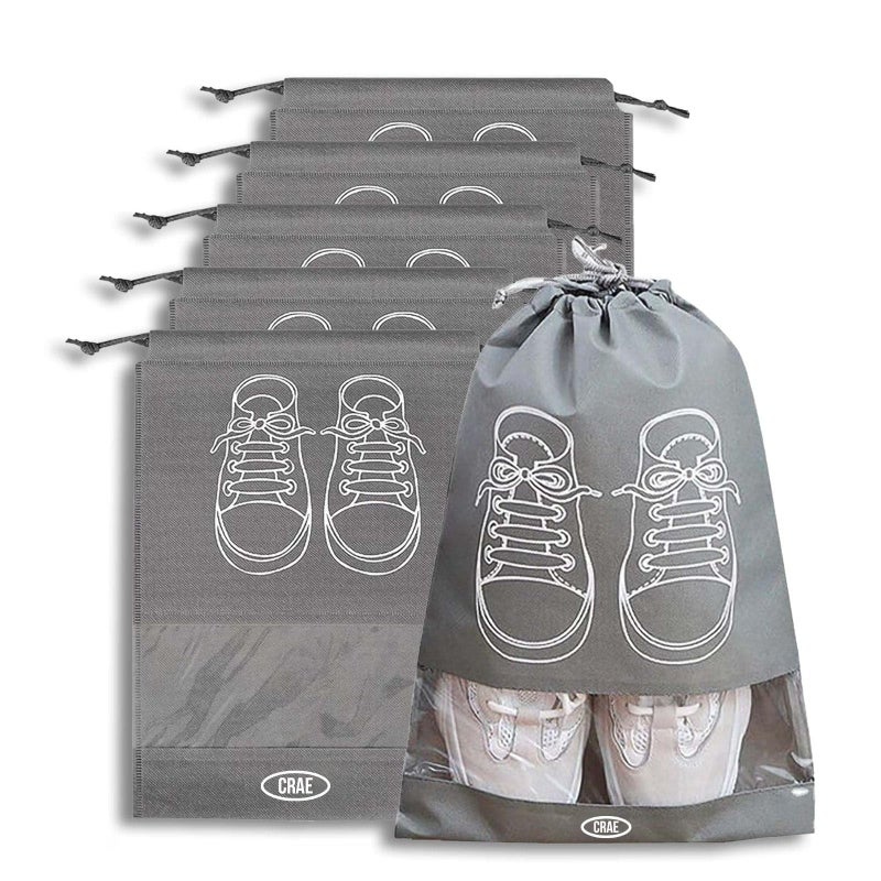 Crae Shoes Bag for Travel & Storage Organizer for Men & Women | Travel Accessories | Shoe Organizer | Shoe Cover for Travel Essentials (Grey,Pack of 6) - Image 5