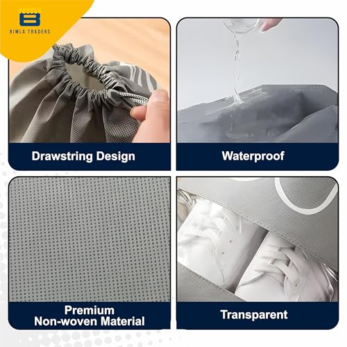 Crae Shoes Bag for Travel & Storage Organizer for Men & Women | Travel Accessories | Shoe Organizer | Shoe Cover for Travel Essentials (Grey,Pack of 6) - Image 3
