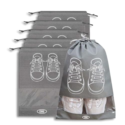 Crae Shoes Bag for Travel & Storage Organizer for Men & Women | Travel Accessories | Shoe Organizer | Shoe Cover for Travel Essentials (Grey,Pack of 6) - Image 1