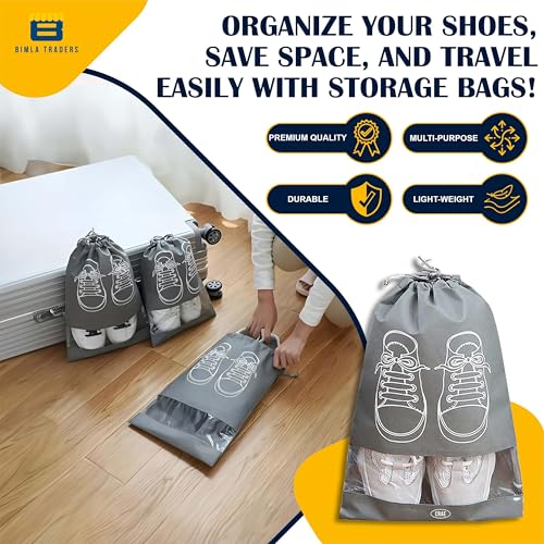 Crae Shoes Bag for Travel & Storage Organizer for Men & Women | Travel Accessories | Shoe Organizer | Shoe Cover for Travel Essentials (Grey,Pack of 6) - Image 2