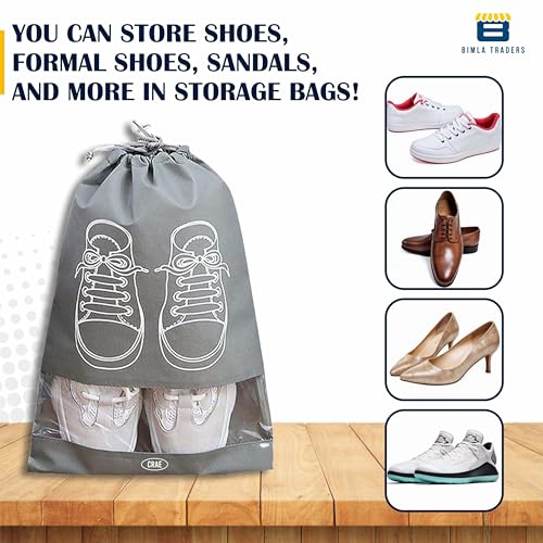 Crae Shoes Bag for Travel & Storage Organizer for Men & Women | Travel Accessories | Shoe Organizer | Shoe Cover for Travel Essentials (Grey,Pack of 6) - Image 4