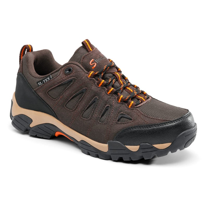 SHULOOK Men's Waterproof Hiking Shoes Lightweight Anti Slip Outdoor Ankle Boots Breathable Hike Trekking Trails Shoe Brown/Orange 11 - Image 1